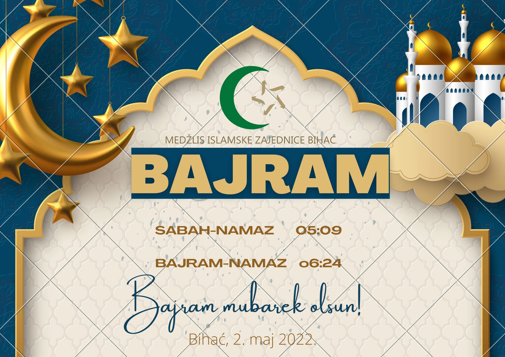 Prvi dan Bajrama je u ponedjeljak 2. maja Bajram namaz će se