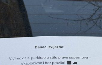 Nepropisno parkiranje ispred ureda završilo urnebesnom porukom na autu