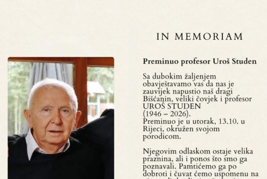Preminuo Uroš Studen (80), dugogodišnji profesor geografije koji je obrazovao generacije Bišćana